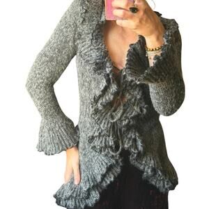 Ruffle Knit Cardigan – Whimsigoth Romantic Gothic Sweater